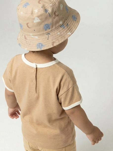 Boys' organic cotton T-shirt pecan nut 