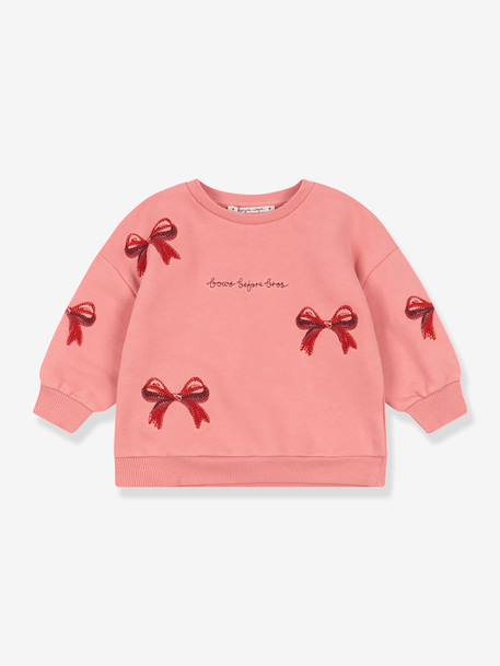 Round-neck sweatshirt rose+white 