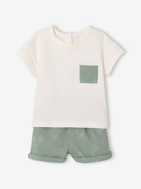 Customisable T-shirt and short set hazel+sage green 