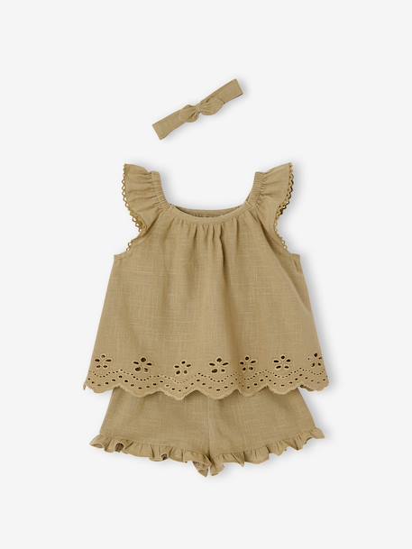 3-piece baby girl set khaki 