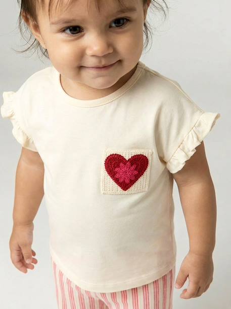 Girl's short-sleeved T-shirt ecru 