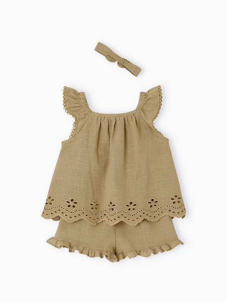 3-piece baby girl set khaki 