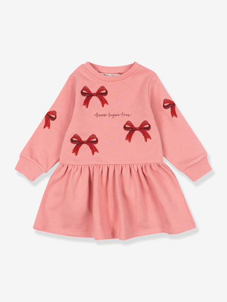 Flared sweatshirt dress rose+white 