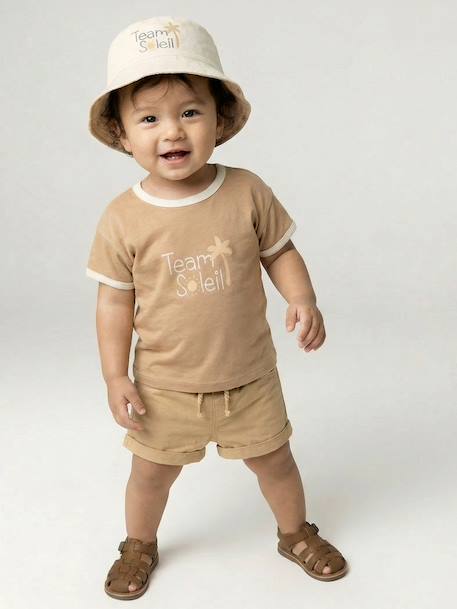 Boys' organic cotton T-shirt pecan nut 