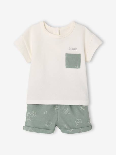 Customisable T-shirt and short set hazel+sage green 