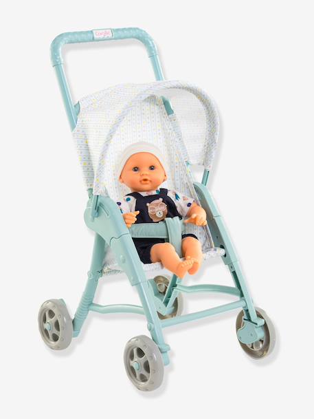 Doll's pushchair with star print green 
