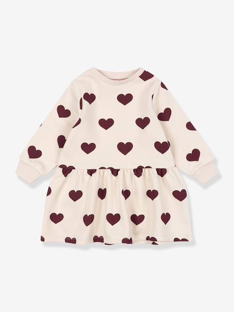 Flared sweatshirt dress rose+white 