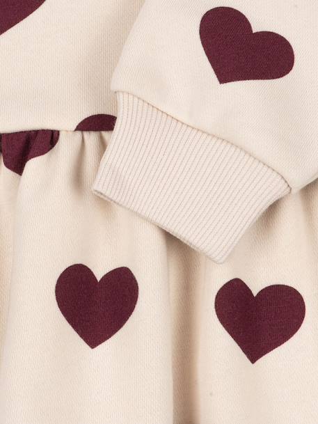 Flared sweatshirt dress rose+white 