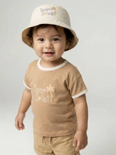 Boys' organic cotton T-shirt pecan nut 