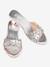 Fancy heeled mules for children's dress up silver 
