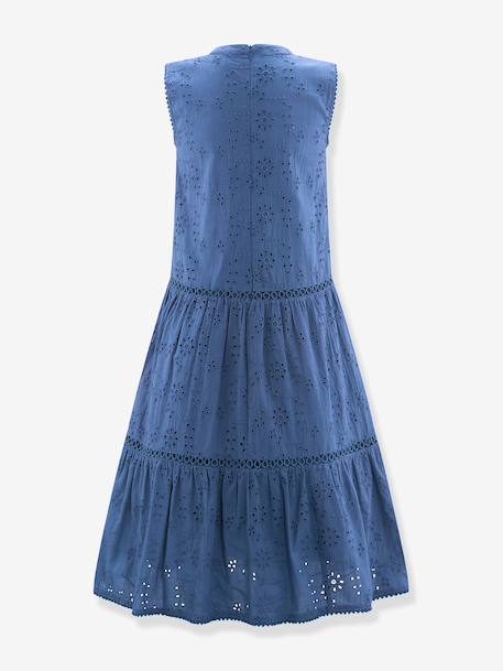 Summer dress with broderie anglaise by Happy Girls for girl denim blue 