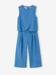 Girls-Lightweight denim bermuda shorts and top set 