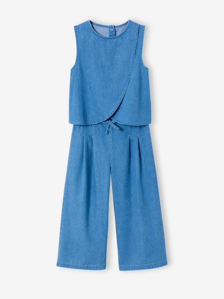 Lightweight denim bermuda shorts and top set medium blue 