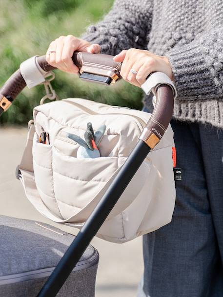 Quilted pushchair bag green+sandy beige 