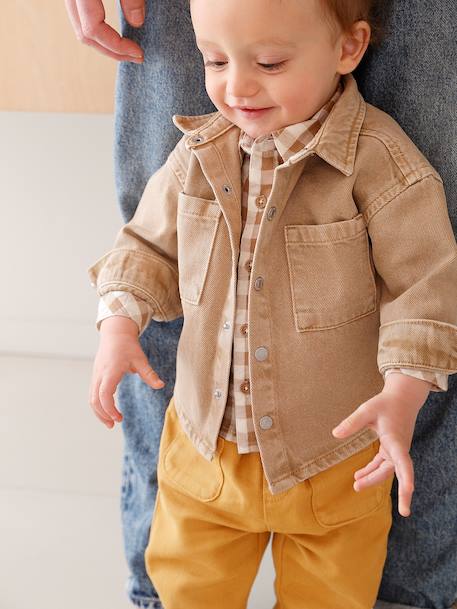 Shirt with Press Studs for Babies taupe 