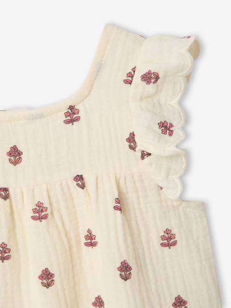 Sleeveless printed blouse ecru 