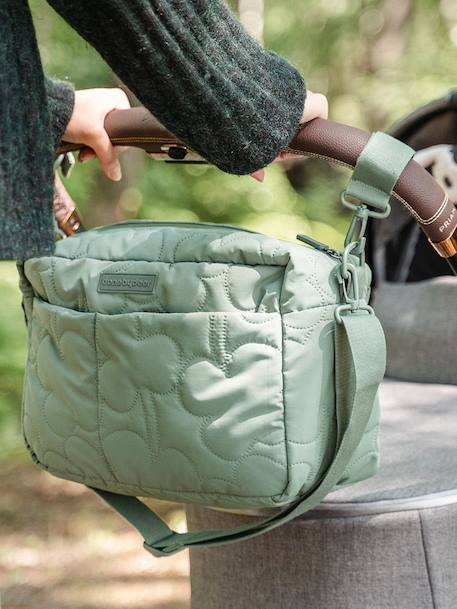 Quilted pushchair bag green+sandy beige 