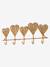 Rattan hearts 5-hook rack wood 
