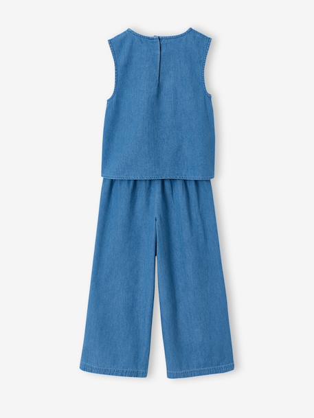 Lightweight denim bermuda shorts and top set medium blue 