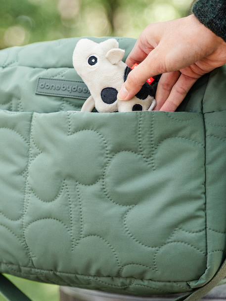 Quilted pushchair bag green+sandy beige 