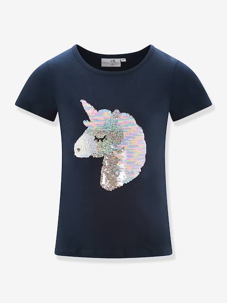 T-shirt with sequin unicorn Happy Girls for girl deep blue+sweet pink 