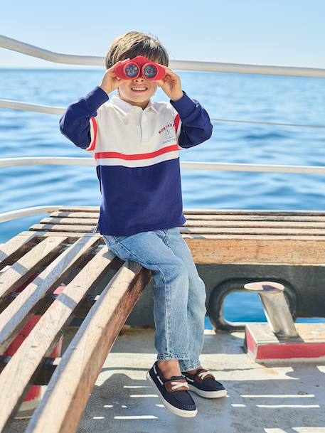 Polo-neck long-sleeved sweatshirt ink blue 