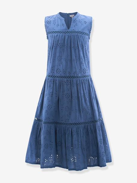 Summer dress with broderie anglaise by Happy Girls for girl denim blue 