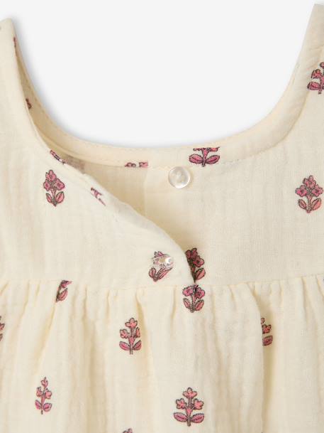 Sleeveless printed blouse ecru 