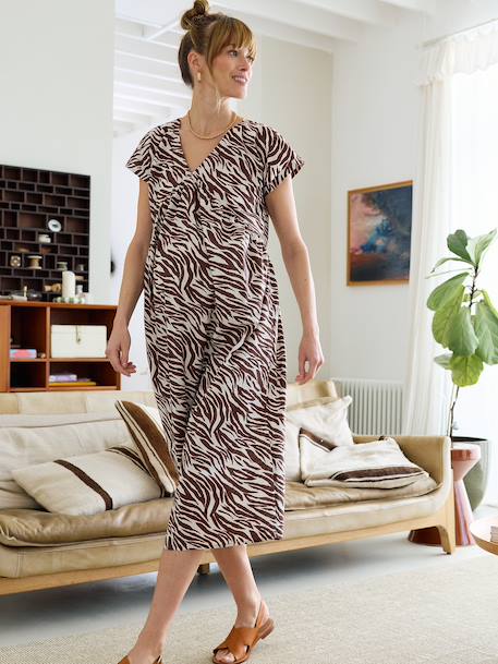 Long nursing dress beige 