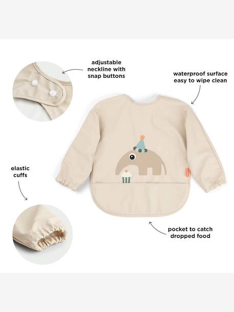 Bib with Sleeves & Pockets, by DONE BY DEER green+sandy beige 