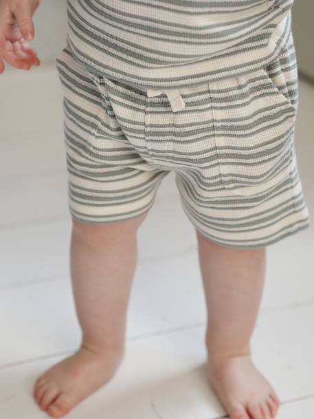 Honeycomb striped baby boy's shorts striped white 