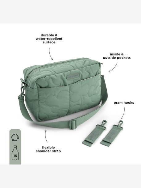 Quilted pushchair bag green+sandy beige 