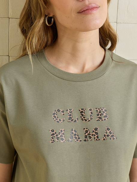 Organic Cotton* T-Shirt with Slogan, for Maternity cappuccino+ecru+khaki 