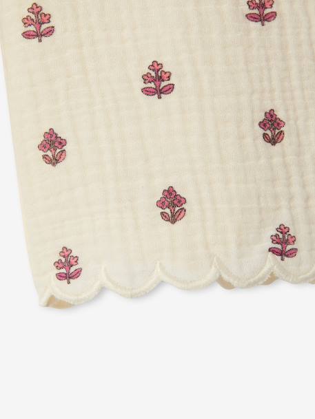 Wide-leg trousers for baby girls in cotton gauze ecru 