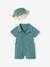 Set of jumpsuit and reversible bucket hat emerald green 