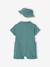 Set of jumpsuit and reversible bucket hat emerald green 
