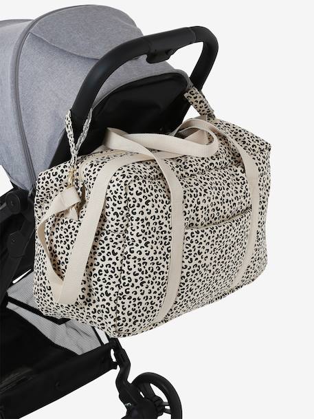 Leopard Changing Bag, Canvas Club printed beige+twine 