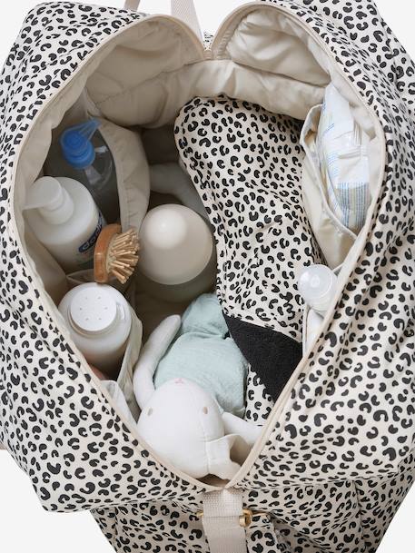 Leopard Changing Bag, Canvas Club printed beige+twine 
