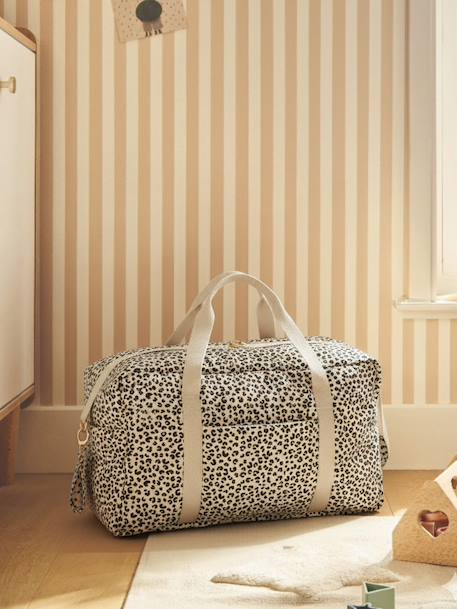 Leopard Changing Bag, Canvas Club printed beige+twine 
