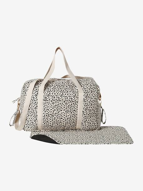 Leopard Changing Bag, Canvas Club printed beige+twine 