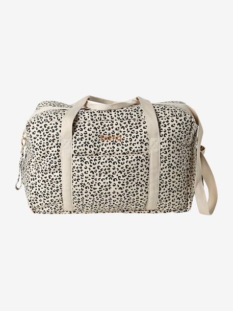 Leopard Changing Bag, Canvas Club printed beige+twine 