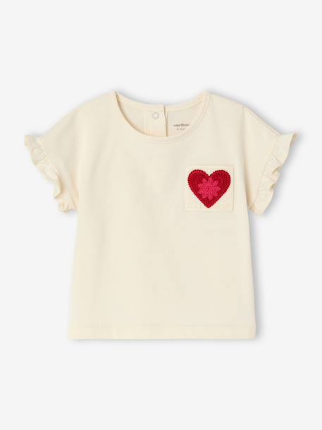 Girl's short-sleeved T-shirt ecru 