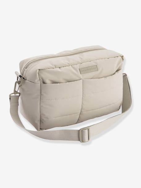 Quilted pushchair bag green+sandy beige 