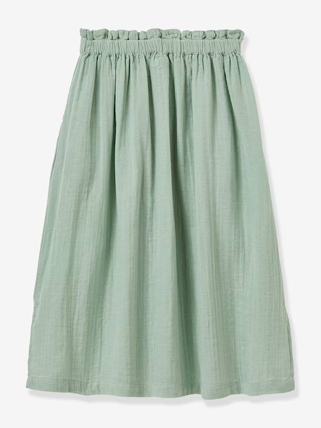 Long organic cotton gauze skirt sage green 