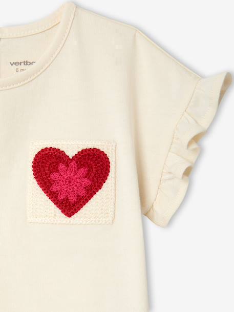 Girl's short-sleeved T-shirt ecru 