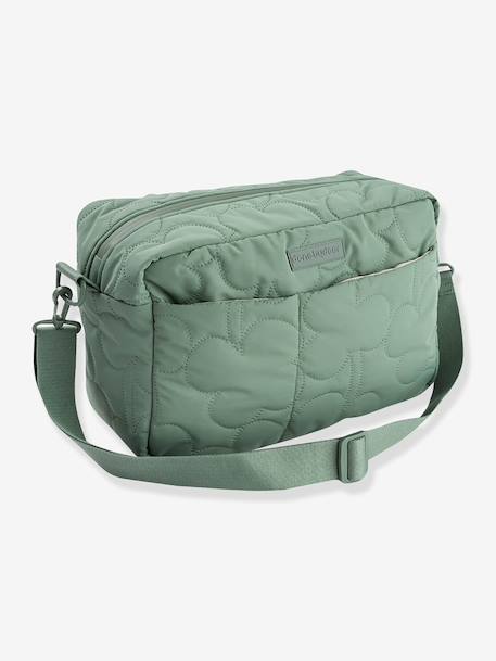 Quilted pushchair bag green+sandy beige 