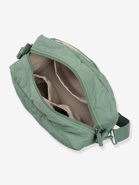 Quilted pushchair bag green+sandy beige 