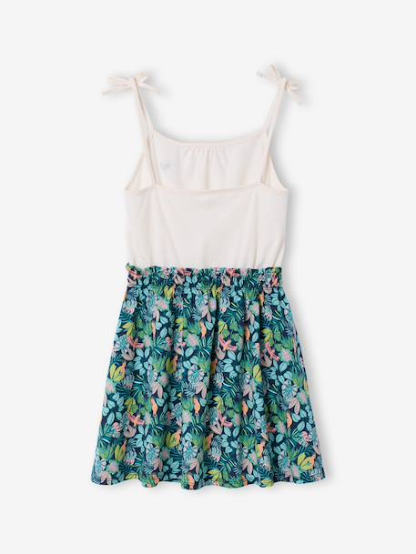 Girls' dress with thin straps navy blue+old rose 