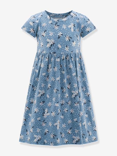 Floral jersey dress by Happy Girls for girl chambray blue 
