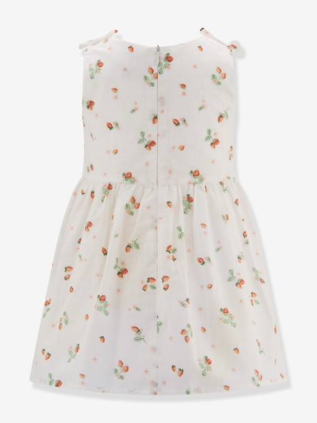 Festive strawberry print dress by Happy Girls for girl ecru 